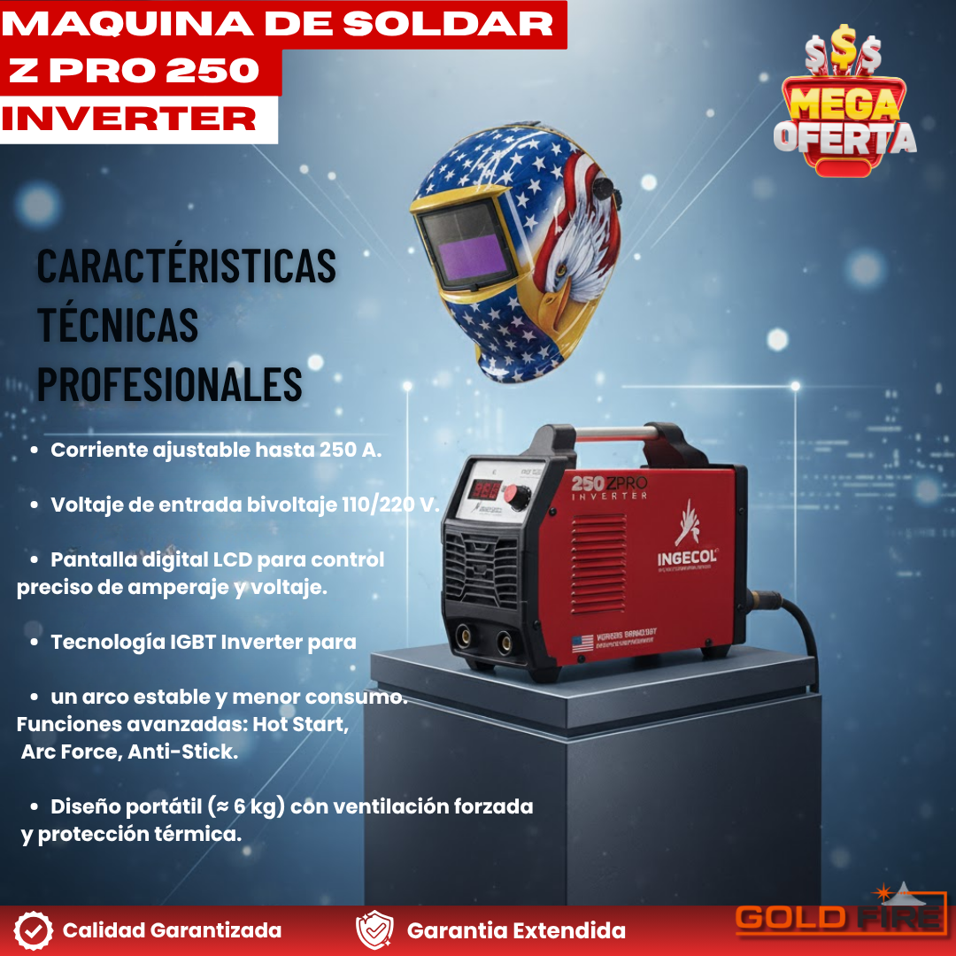 250 Z Pro Inverter SOLDADURA REVESTIDA + Obsequio